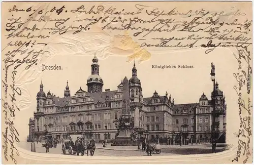 Altstadt Dresden Schloß Gespann - Erotik-Relief 1904 Prägekarte