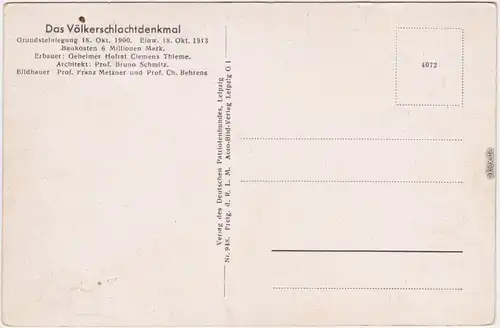 Leipzig Luftbild -  Völkerschlachtdenkmal Ansichtskarte  1930