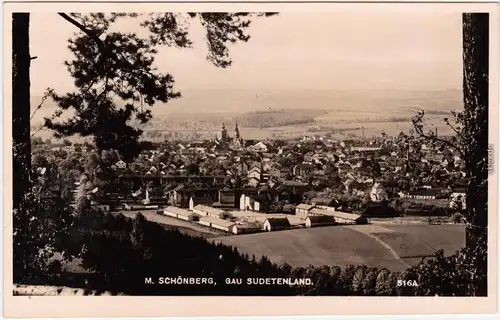Mährisch Schönberg Šumperk Blick über die Stadt vom Berg Fotokarte 1932