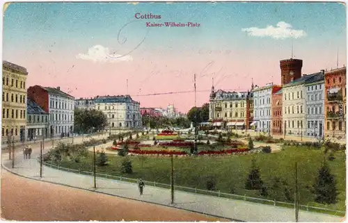 Ansichtskarte Cottbus Choćebuz Kaiser-Wilhelm-Platz 1916
