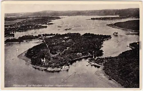 Potsdam Luftbild Pfaueninsel Ansichtskarte 1934