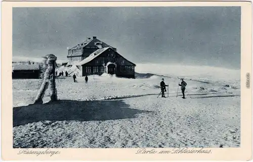 Krummhübel Karpacz Skifahrer Am Schlesierhaus Riesengebirge 1926