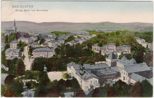 Bad Elster Blick über die Stadt colorierte Ansichtskarte Vogtland 1906