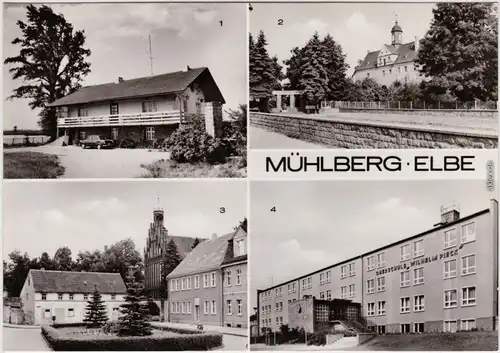 Mühlberg Elbe Miłota Klubgaststätte, Schloss, Thälmannplatz, Oberschule 1979