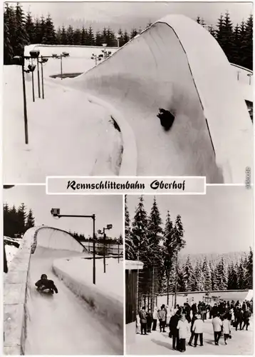 Foto Ansichtskarte Oberhof (Thüringen) 3 Bild: Rennschlittenbahn 1977