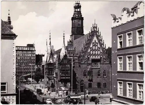 Foto Ansichtskarte Breslau Wrocław Ring und Rathaus 1964