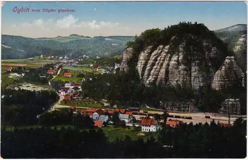 Oybin Blick auf die Stadt Ansichtskarte Oberlausitz 1916