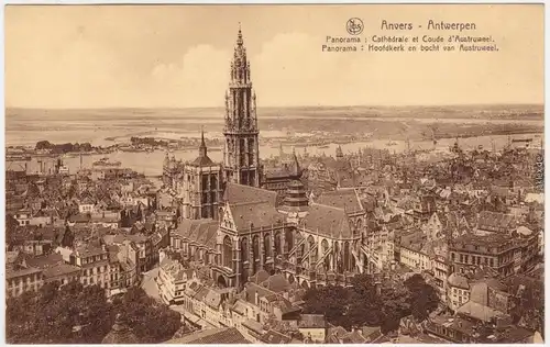 Antwerpen Anvers Panorama mit Kathedrale zu Antwerpen / Hofkirche 1918