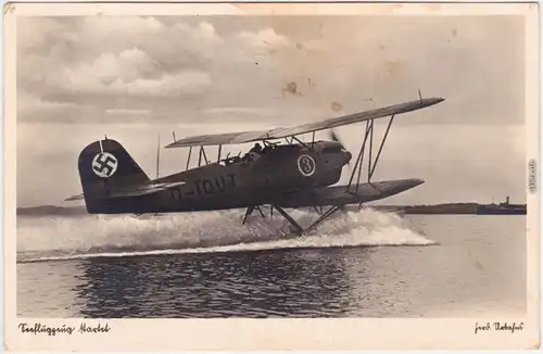 Flugzeug Foto Ansichtskarte  Wasserflugzeug - Doppeldecker 1939