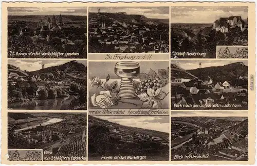 Ansichtskarte Freyburg (Unstrut) Mehrbild: Stadtansichten, Wein 1936