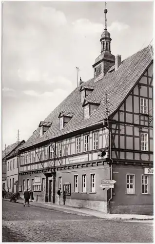 Kelbra (Kyffhäuser) Straßenpartie an der Kreissparkasse 1965 
