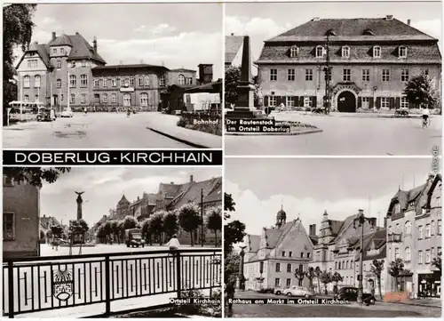 Doberlug-Kirchhain Dobrilugk  Bahnhof, Rautenstock, Rathaus am Markt 1981