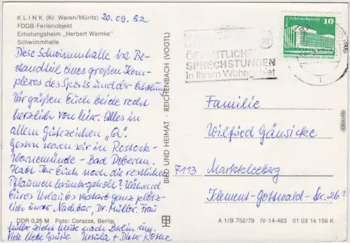 Klink (Müritz) Erholungsheim "Herbert Warnke": Schwimmhalle 1979 