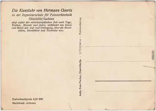 Glashütte  Kunstuhr von Hermann Goertz in der I-Schule Feinwerktechnik 1961