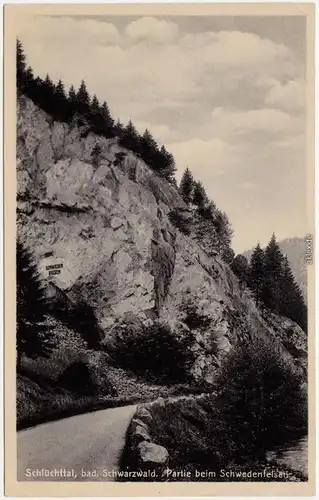 Ansichtskarte  Rothaus Grafenhausen Schlüchttal - partie am Schwedenfelsen 1940