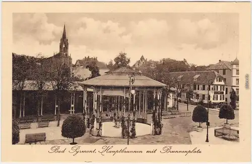 Ansichtskarte Bad Pyrmont Hauptbrunnen und Brunnenplatz 1926