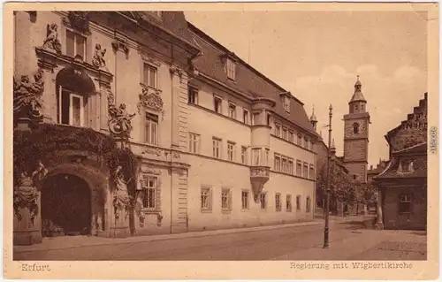 Ansichtskarte Erfurt Regierung mit Wigbertikirche 1928