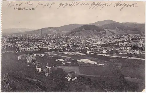 Ansichtskarte Freiburg im Breisgau Blick auf die Stadt 1918