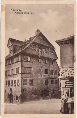 Nürnberg Albrecht Dürerhaus, Limonaden Verkaufsstand mit Verkäuferin 1924