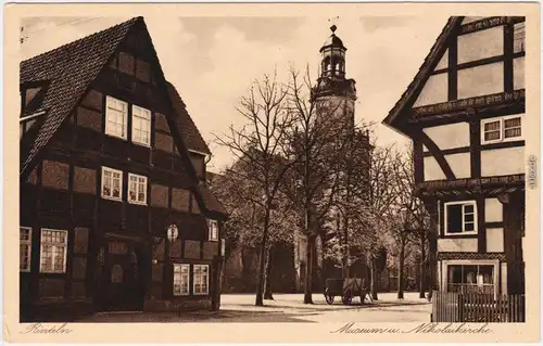 Ansichtskarte  Rinteln Straßenpartie am Mueum und Nicolaikirche 1928