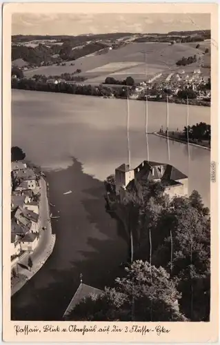 Ansichtskarte Passau Blick vom Oberhaus auf die 3 Flüsse 1939