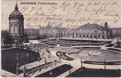 Ansichtskarte  Mannheim Partie am Friedrichsplatz 1910
