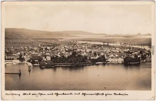 Konstanz Luftbild  Ansichtskarte Bodensee Haen 1935