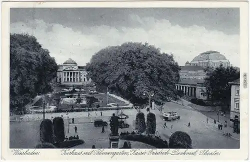 Wiesbaden Partie am Kurhaus un Kaiser Friedrich Denkmal 1937 