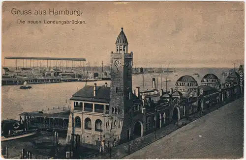 Ansichtskarte St. Pauli Hamburg Die neuen Landungsbrücken 1922