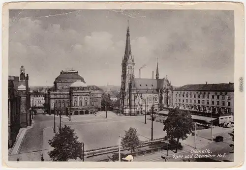 Ansichtskarte Chemnitz Karl-Marx-Stadt Oper und Chemnitzer Hof 1955