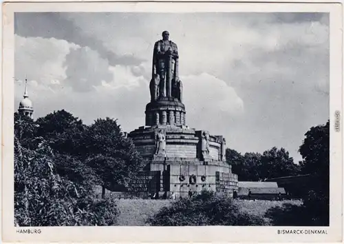 Ansichtskarte St. Pauli Hamburg Bismarckdenkmal im Alten Elbpark 1941