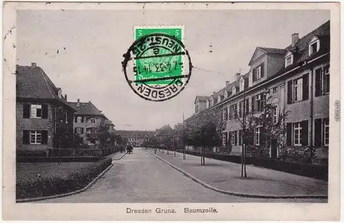 Gruna Dresden Baumzeile Ansichtskarte Straße Blasewitz  1933