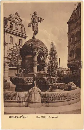 Ansichtskarte Plauen Dresden Das Müller-Denkmal 1923