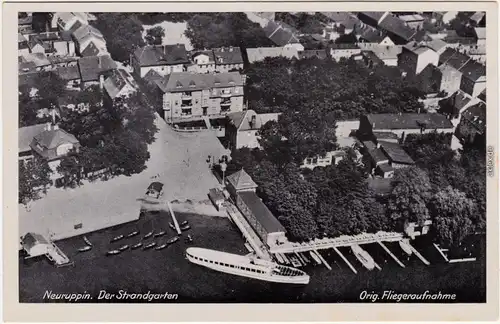 Neuruppin Luftbild - Strandgraben und Schiff Ansichtskarte 1932