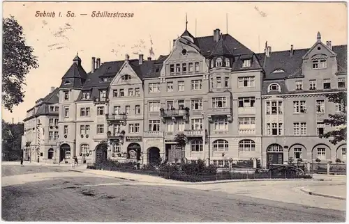 Sebnitz Partie in der Schillerstraße Ansichtskarte  1913