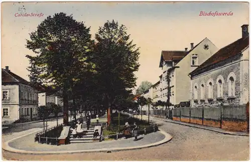 Bischofswerda Carolastraße Ansichtskarte 1928