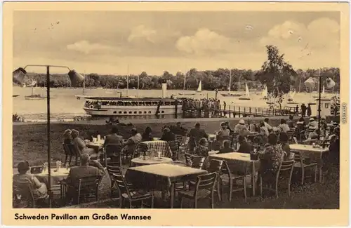 Wannsee Berlin Schweden Pavillon am Großen Wannsee - Dampfer 1957