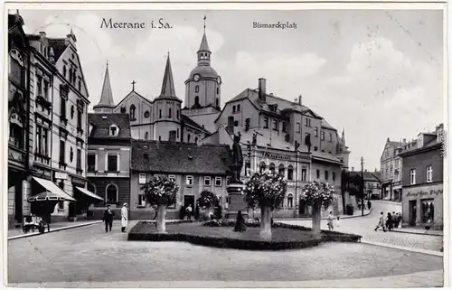 Meerane Partie am Bismarckplatz Ansichtskarte 1935