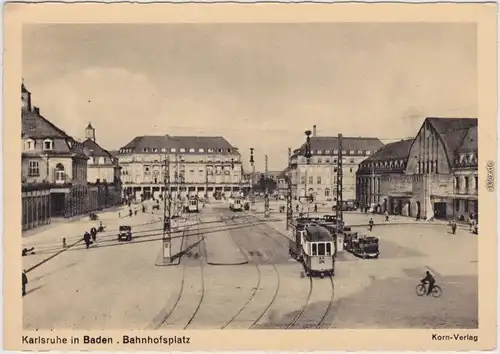 Ansichtskarte  Karlsruhe Bahnhofsvorplatz - Straßenbahn 1965