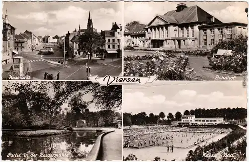 Viersen 4 Bild: Neumarkt, Bahnhof, Stadtbad, Kaisermühle 1957 