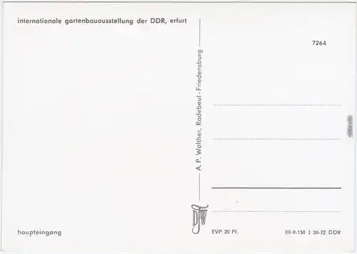 Erfurt Internationale Gartenbauausstellung  Ansichtskarte 1972