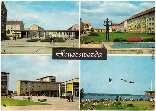 Foto Ansichtskarte Hoyerswerda Wojerecy Kaufhaus, HO-Gaststätte, Knappensee 1966