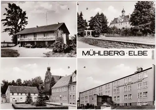 Mühlberg Elbe   Gaststätte, Schloss, Thälmannplatz, Oberschule 1979