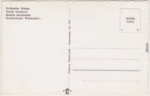 Postkaart Wijk bij Duurstede Holländische Windmühle 1965 