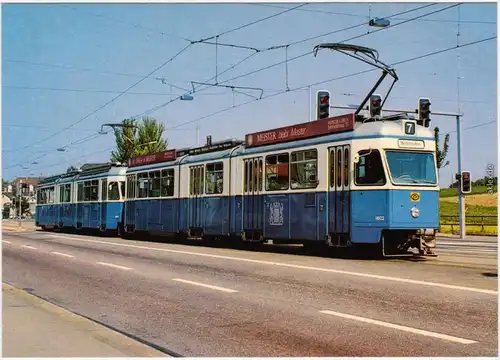 Ansichtskarte Zürich Gelenkwagenzug (Straßenbahn) 1985