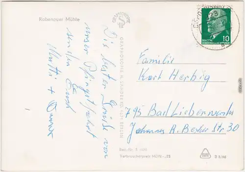 Rabenau Rabenauer Mühle Foto Ansichtskarte 1966