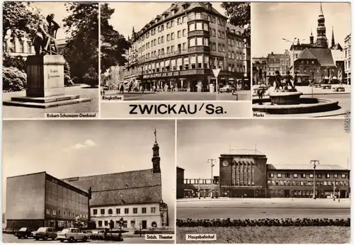 Zwickau Hauptbahnhof , Ringkaffee, Markt, Städt. Theater 1968