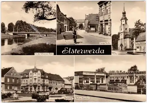 Elsterwerda  Schwarzen Elster, Lange Straße, Markt, Berliner Eispalast 1971