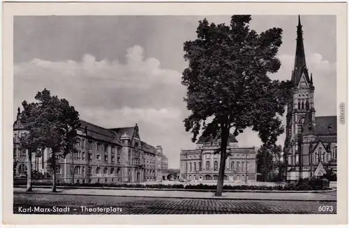 Chemnitz Karl-Marx-Stadt Theaterplatz Foto Ansichtskarte 1954