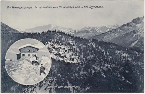 Ansichtskarte Tegernsee  2 Bild: Abfahrt Neureuthaus, Venedigergruppe 1914